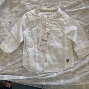 BNWT!!! Zara baby boy white button up shirt